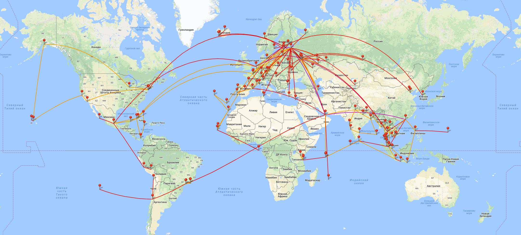 Карта полетов из москвы. Карта полетов. Карта полета спутников. Карта полетов самолетов над тихим океаном.