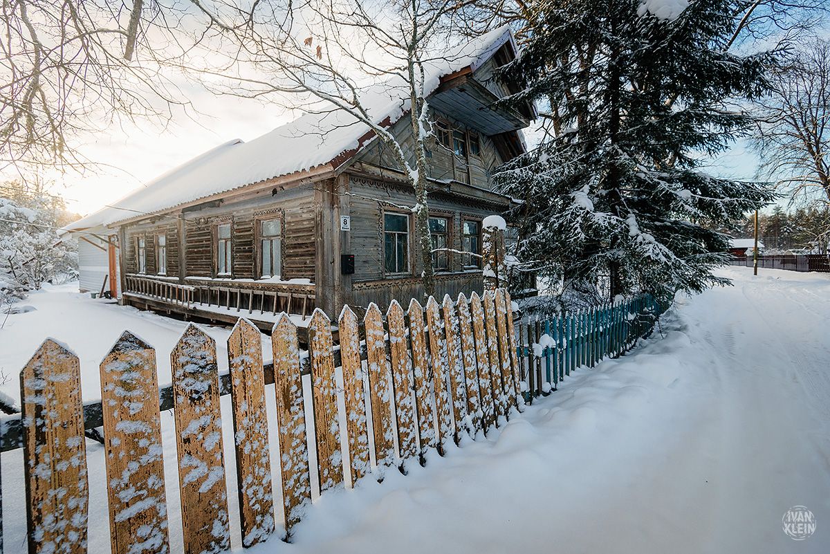 Дом В Деревне Зимой Фото