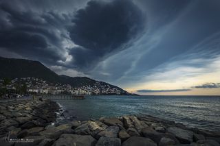 A great view of clouds over the city of Ordu in northern Turkey