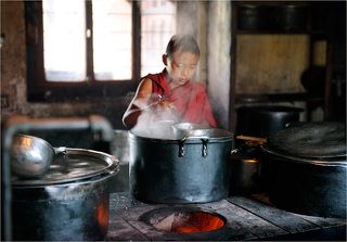 Monk\'s kitchen. Bhutan.