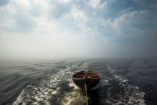 A boat in fog
