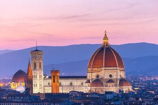 Duomo Santa Maria Del Fiore at twilight from Piazzale Michelangelo in Florence, Tuscany, Italy