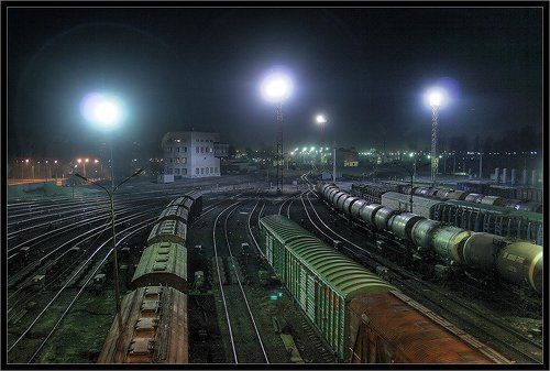 Night RailRoad Station