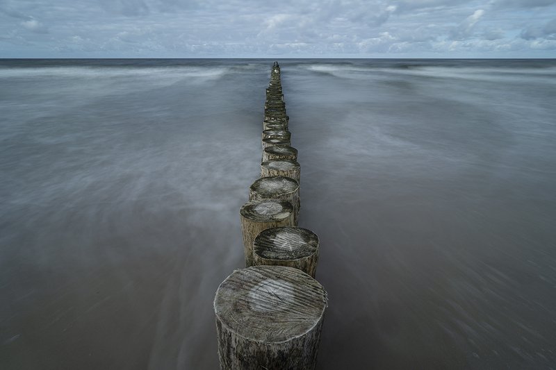 breakwater, sea, sky, clouds, long exposure Resisting the Waves Iphoto preview