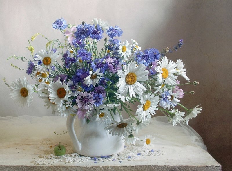 лето,  цветы,васильки, ромашки, натюрморт, марина филатова ***photo preview