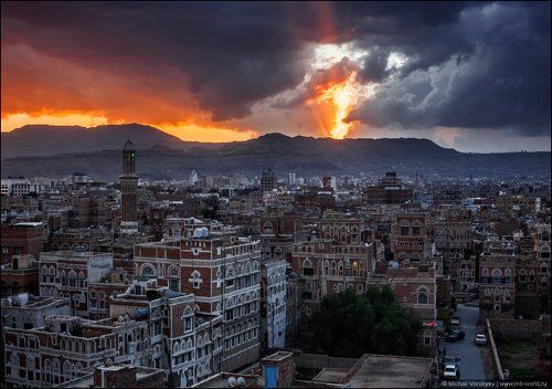 Закат в Сане - столице Йемена