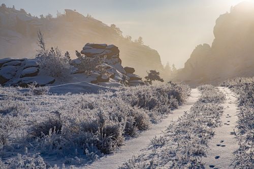 Зимнее утро в горах Баянаула