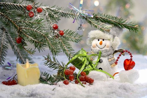Сердечное поздравление от сказочного снеговика.