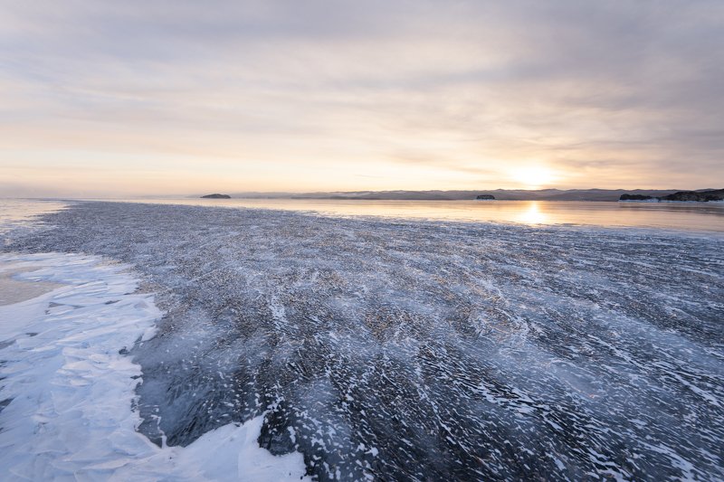 Байкал, лед, рассвет Лед Байкалаphoto preview