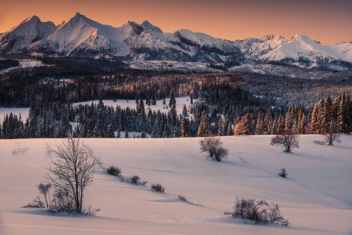 First rays of the sun under the Tatras