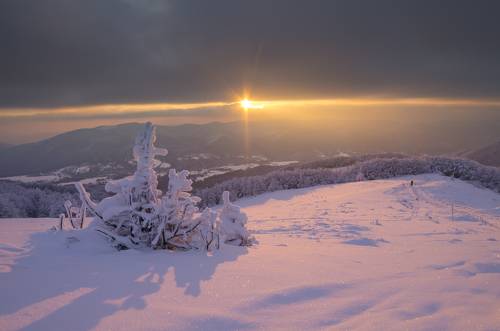 Sunset in the Bieszczady Mountains