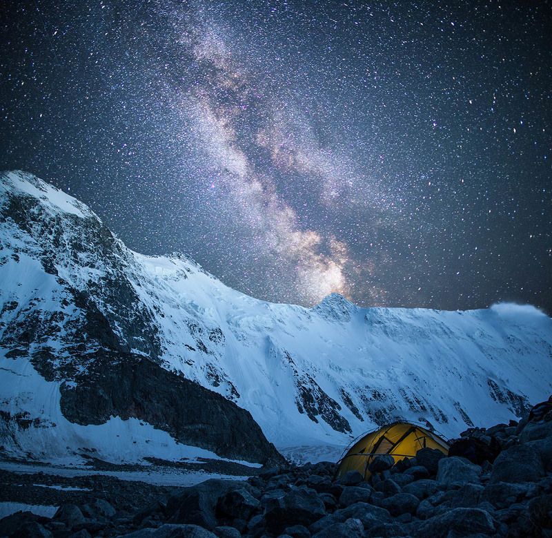 Горы, Звезды, Млечный путь, Ночное небо Свет ночнойphoto preview