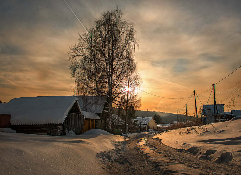 #деревня, #зима, #закат Ощепковоphoto preview