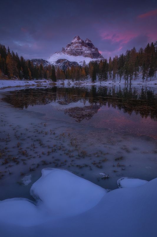 lago, antorno, dolomiti, italy, landscape, winter, snow, sky, clouds, sunset  lago antornophoto preview