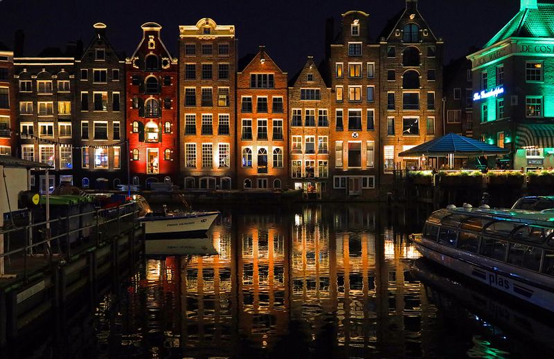 амстердам, нидерланды, ночной город, ночь, архитектура, отражения Sleepless cityphoto preview