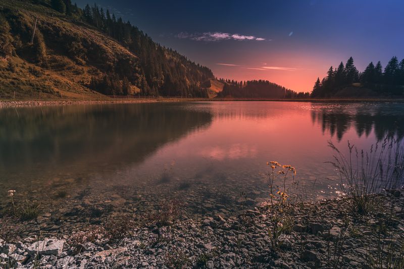 пейзаж, горы, озеро, закат Пруд в горахphoto preview