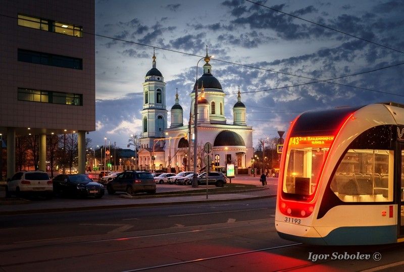 Москва, Сергиевская церковь, Рогожская застава Ночной трамвайphoto preview
