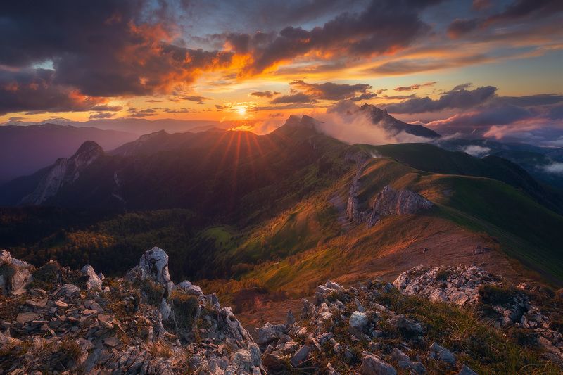 горы, закат, пейзаж, кавказ, большой тхач Закат на Асбестной гореphoto preview