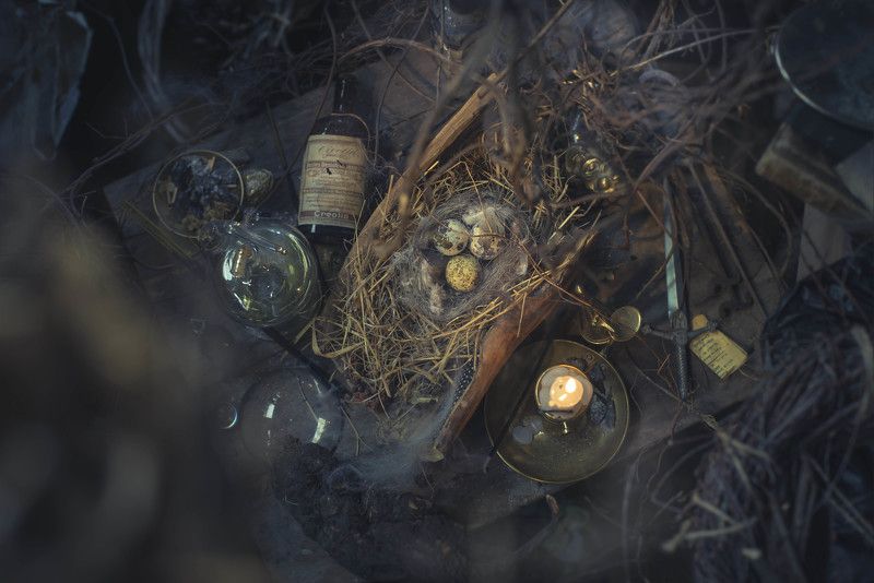 натюрморт, мистика,  знахарство, свеча,  яйца, гнездо, 2019photo preview