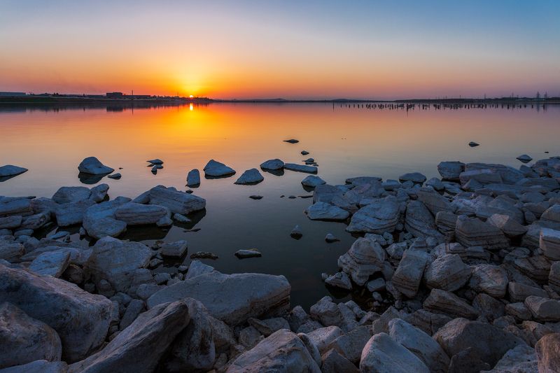 озеро, Баку, Азербайджан, пейзаж Закат на озереphoto preview