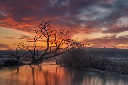 The river meanders.
