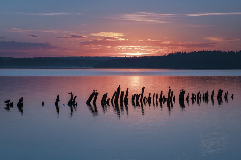 Восход на  озере Сенеж