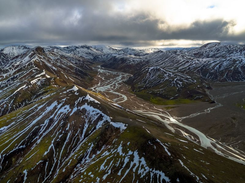 аэрофотосъёмка,пейзаж,река,landmannalaugar .........photo preview