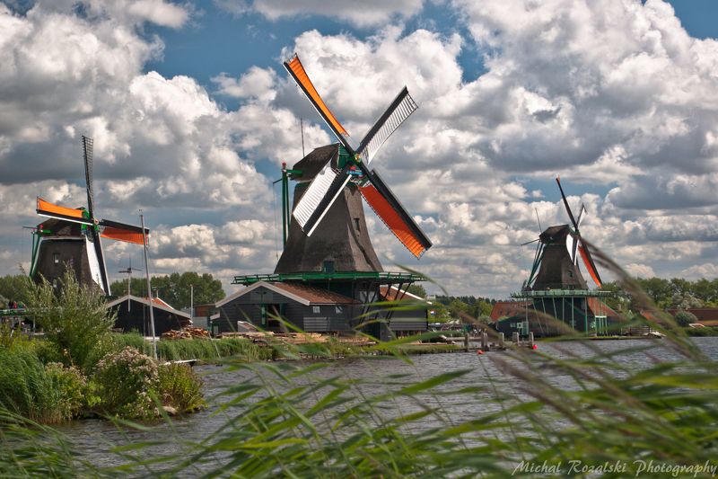 Famous windmills in Zaanse Schans