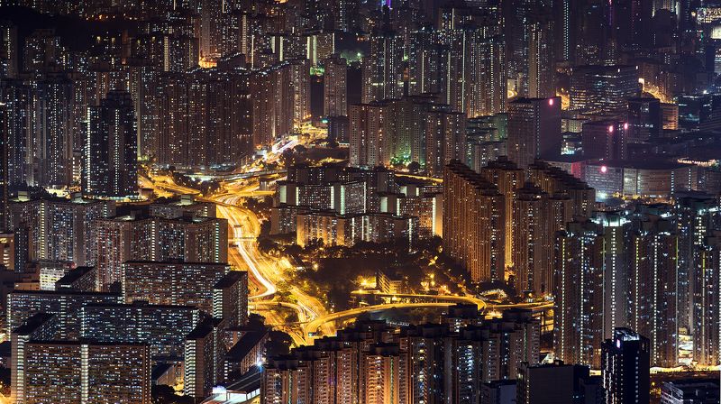 hong kong, kowloon, long exposore Golden riverphoto preview