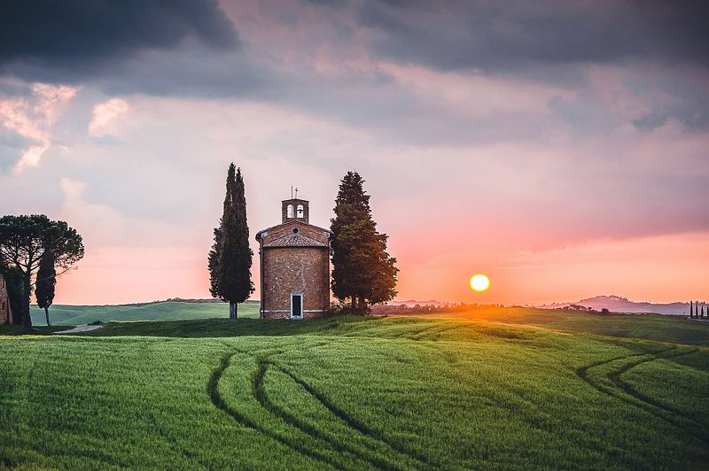 пейзаж закат италия природа Часовняphoto preview