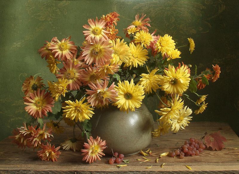 осень,  цветы, натюрморт, марина филатова Цветов осенних соберу букетphoto preview