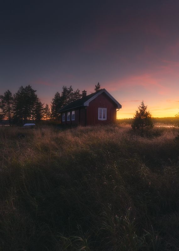 cabin, norway, evening, sunset Cabinphoto preview
