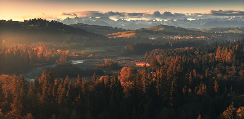 Autumn morning with a view of the Tatra Mountains