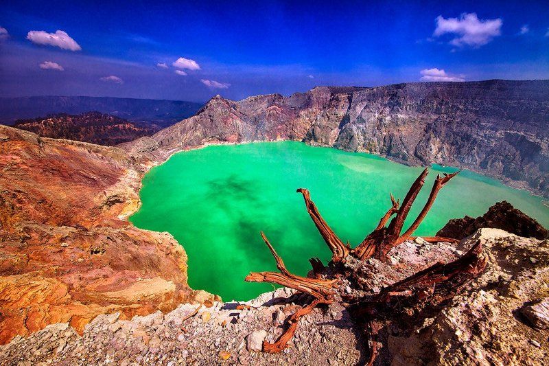 Бирюза, Вулкан, Иджен, Индонезия, Кратер, Озеро, Ява Кратер вулкана Идженphoto preview