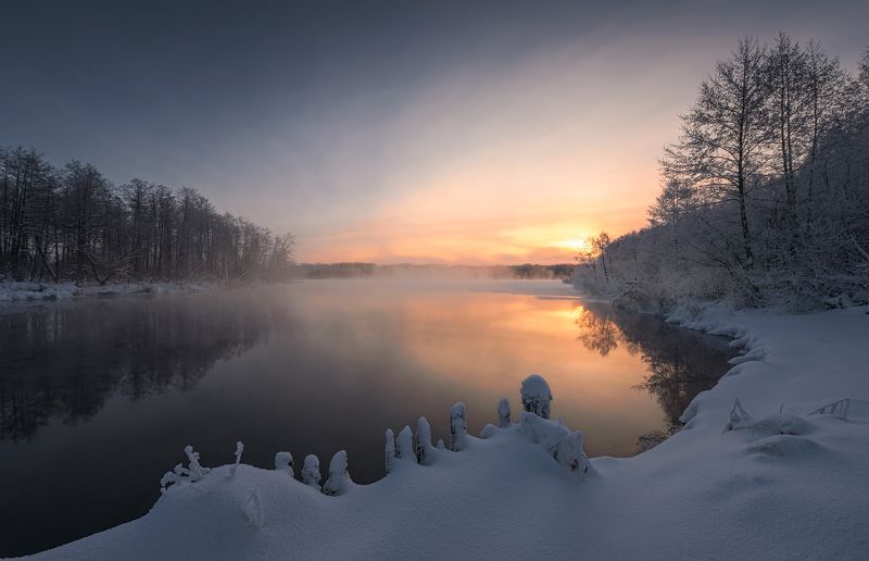 зима, рассвет, озеро, утро, пейзаж, шатура, мороз Шатураphoto preview