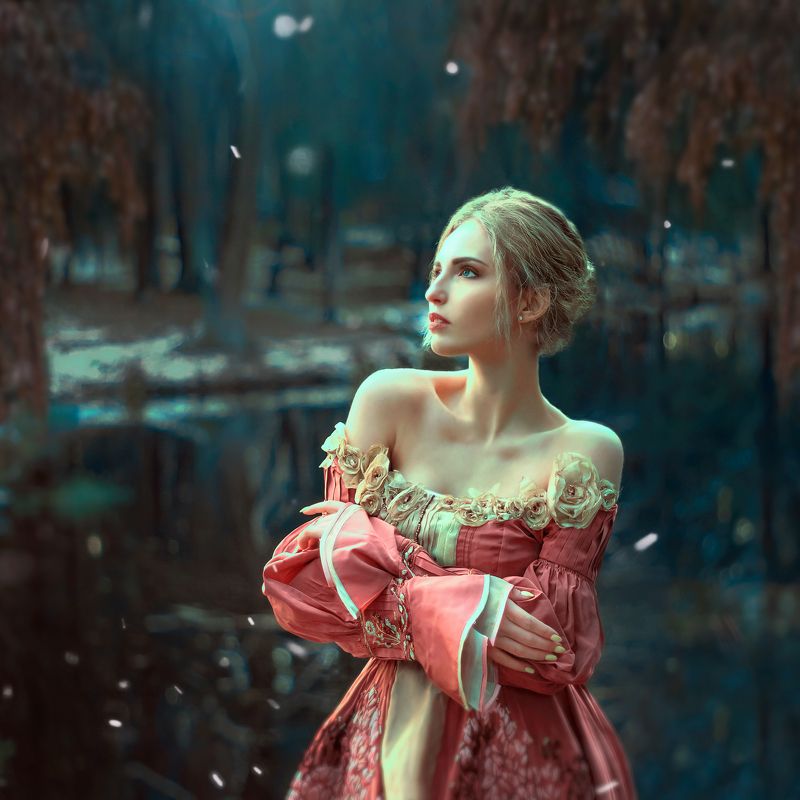 зима, платье, модель, сказка, лес, свет, волшебный photo preview