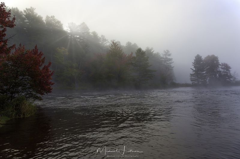 morning, fog, sun, fall. river Morning sunphoto preview