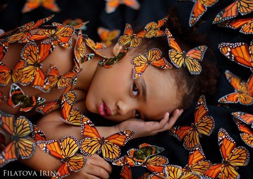 baby and butterflies
