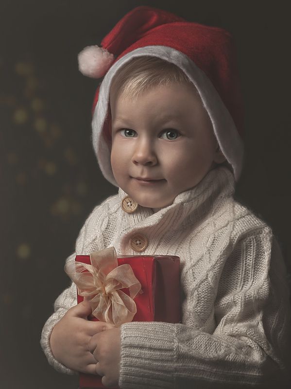 портрет, ребёнок, взгляд, подарок, новый год, child, portrait, sight photo preview