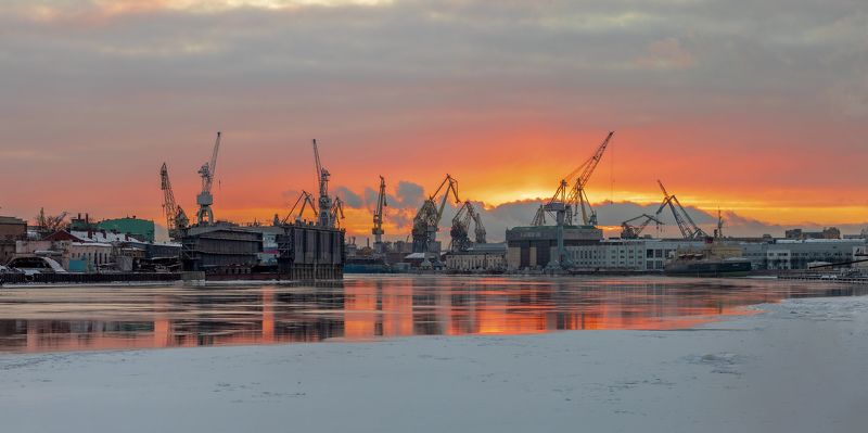 город, вечер, закат, река, петербург, зима Вечерняяphoto preview
