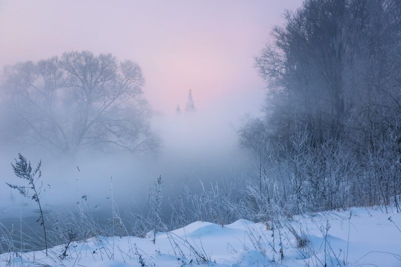 туман, храм, утро, подмосковье, истра, зима Зимнее утро в Истреphoto preview