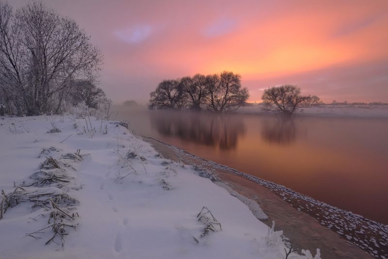 закат, зима, мороз, свислочь Краски зимнего закатаphoto preview