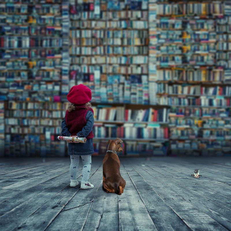 girl, dog, book, newspaper, carasdesign, manipulation, psd, tutorials A world that used to bephoto preview