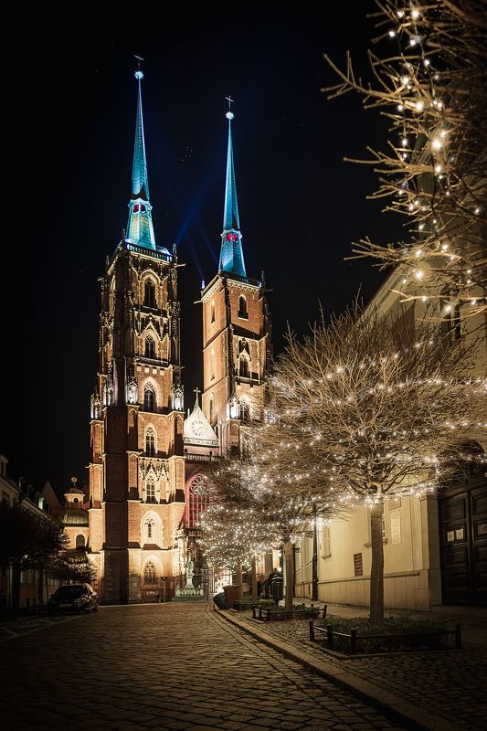 wroclaw, poland, ostrow tumski, night, christmas Ostrów Tumski, Wrocławphoto preview