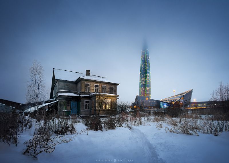 город,деревня,архитектура,зима,природа,небоскрёб,nikon Зимний вечер в Лахтеphoto preview