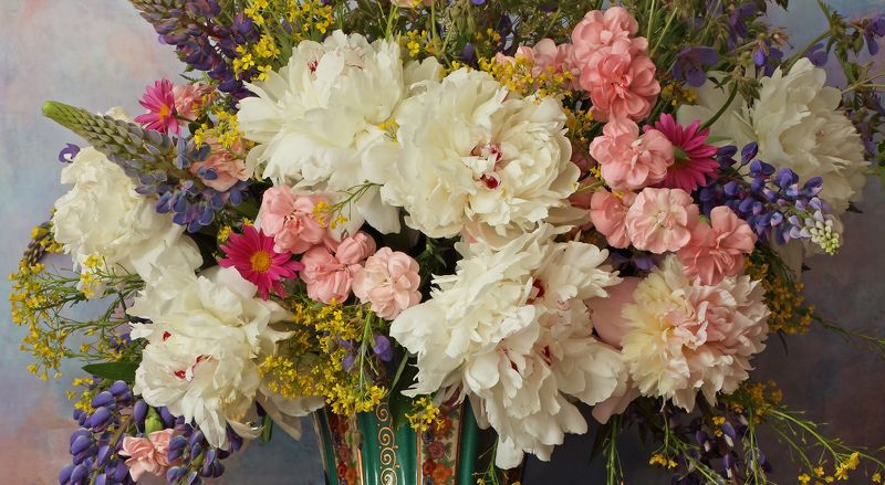 пионы, цветы, гвоздики, люпины, ромашки Пионы и компанияphoto preview