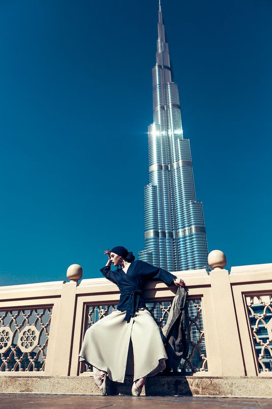 woman, portrait, fashion, beauty, outdoors Dancing Burj Khalifaphoto preview