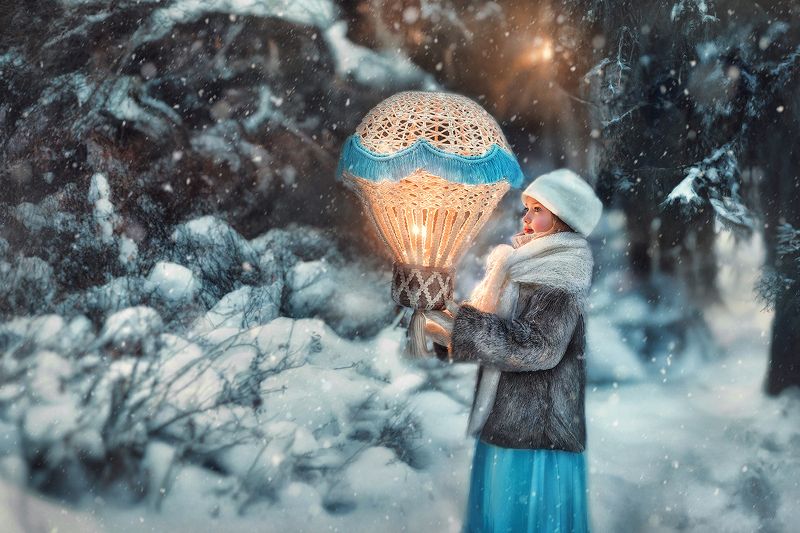 девочка, сказка, зима, зимний лес, волшебство Воздушный шарphoto preview