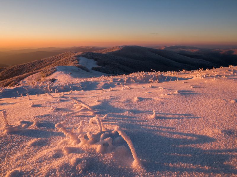 snow,winter,slovakia,landscape,view,forest Sunset in Poloniny National Parkphoto preview