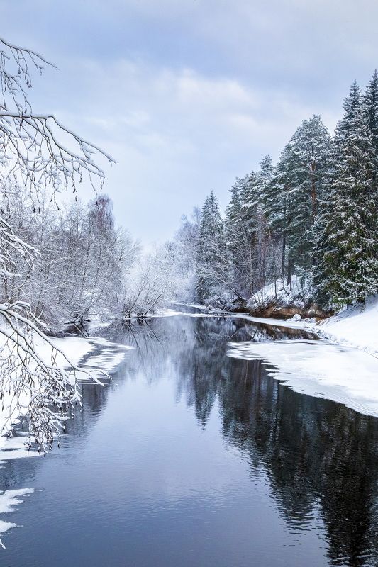 пейзаж, природа, день, зима, река, снег, небо Январь на Оредежеphoto preview